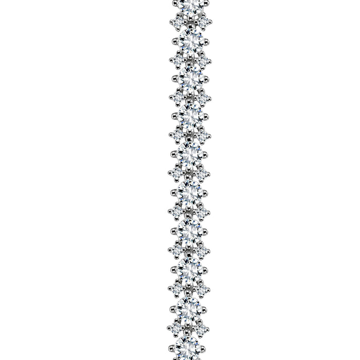 Triple Tennis Bracelet Solid White Gold with Lab-Grown Diamonds