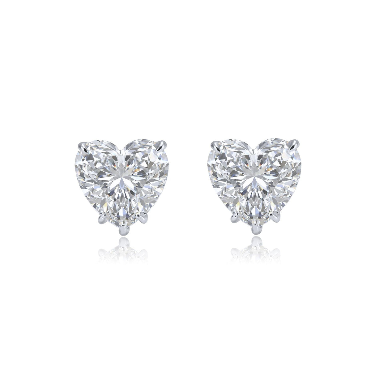 Heart-Shaped Stud Earrings 6 Carat Solid White Gold with Lab-Grown Diamonds