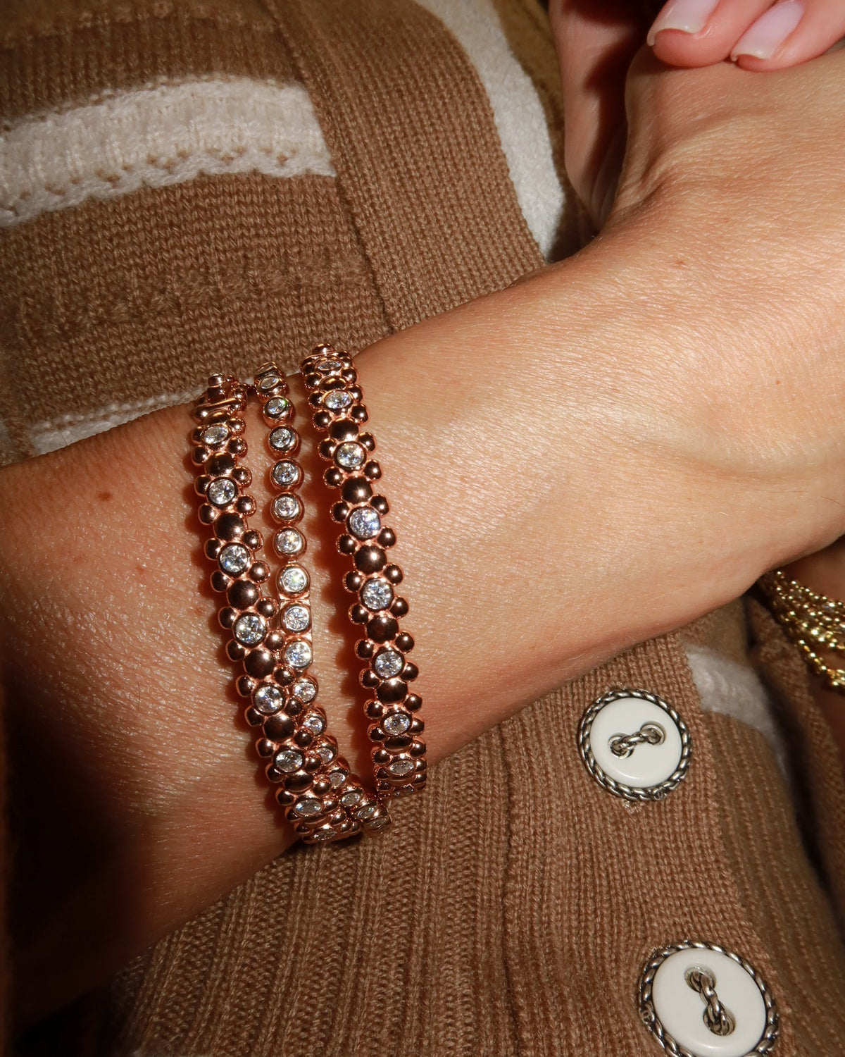 CERBERUS Bangle Solid Rose Gold with Lab-Grown Diamonds