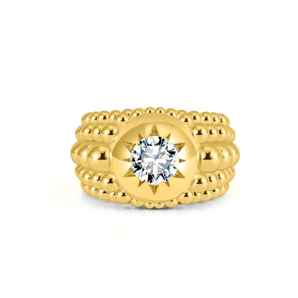 STELLI RING 18K Solid Yellow Gold With Lab-Grown Diamonds