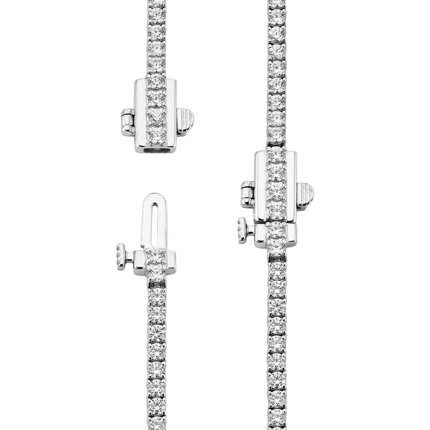 AMARYZ Love Story Pink Heart V Diamond Tennis Necklace