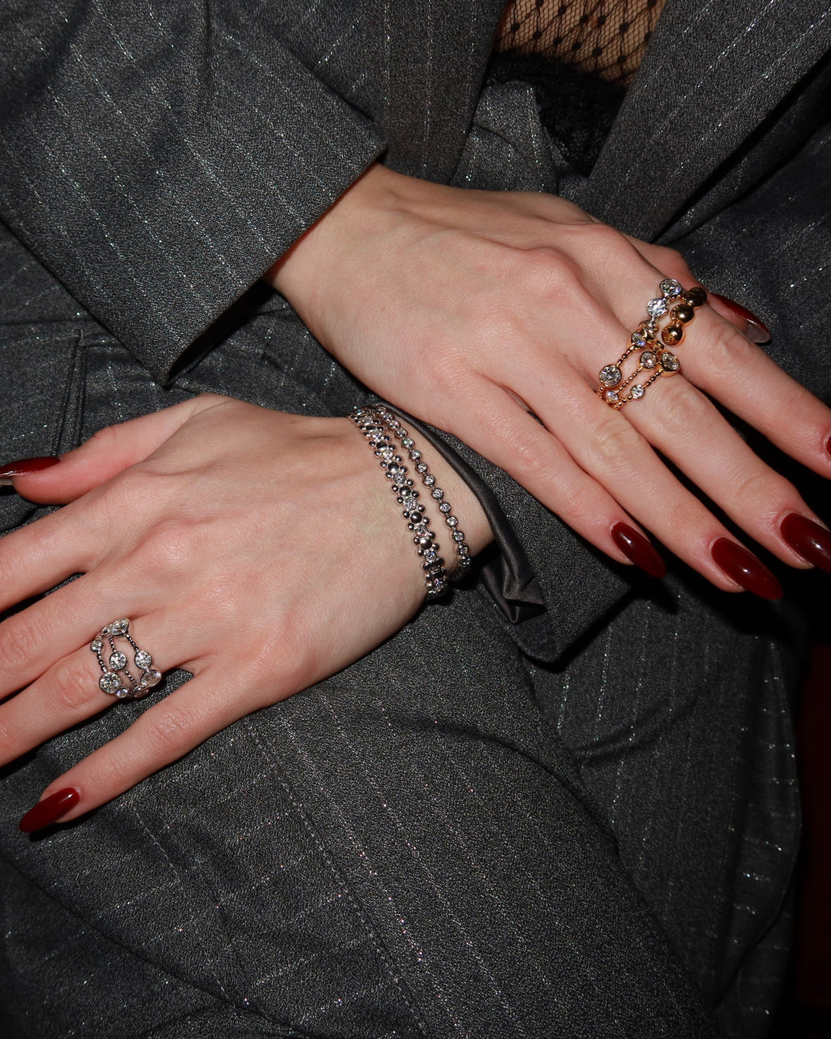 CERBERUS Bangle Solid White Gold with Lab-Grown Diamonds