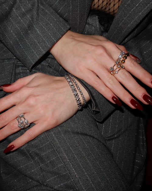 CERBERUS Bangle Solid White Gold with Lab-Grown Diamonds