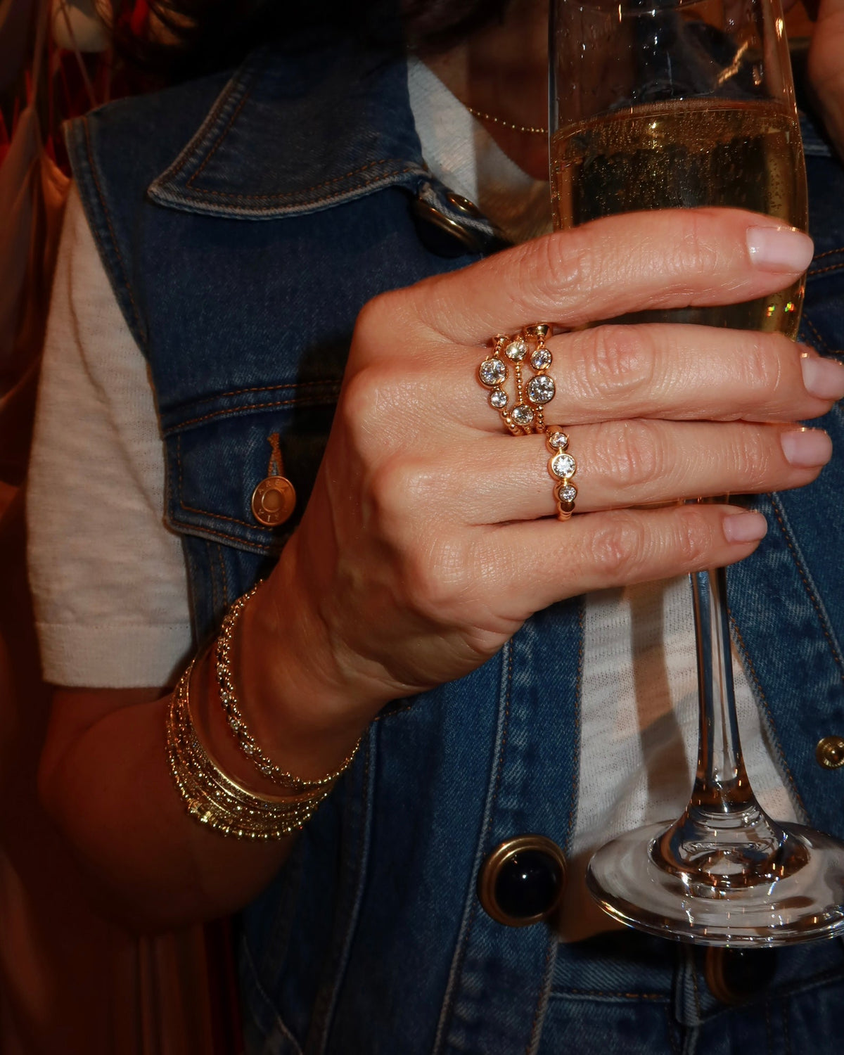 ETERI TRIPLE RING 18K Solid Yellow Gold with Lab-Grown Diamonds