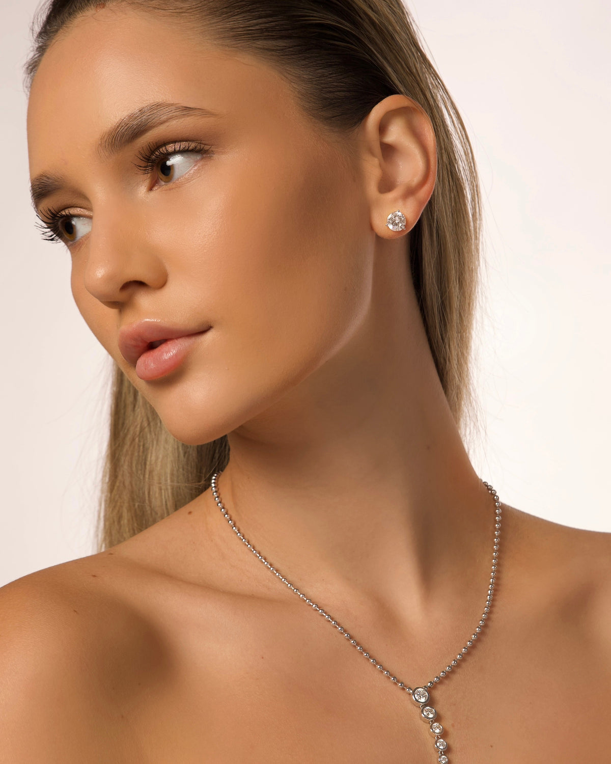 CLASSICA 4 Carat Round Flawless Three-Prong Martini Stud Earrings Solid White Gold with Lab-Grown Diamonds