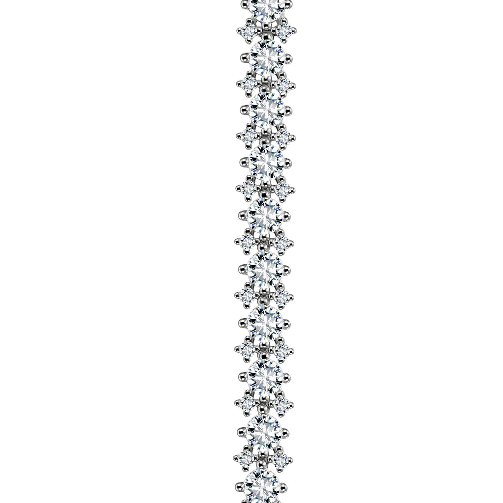 Triple Tennis Bracelet Solid White Gold with Lab-Grown Diamonds