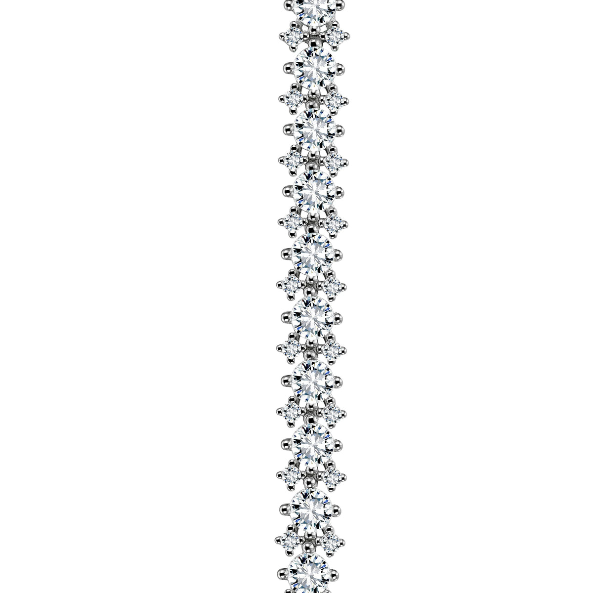 Triple Tennis Bracelet Solid White Gold with Lab-Grown Diamonds