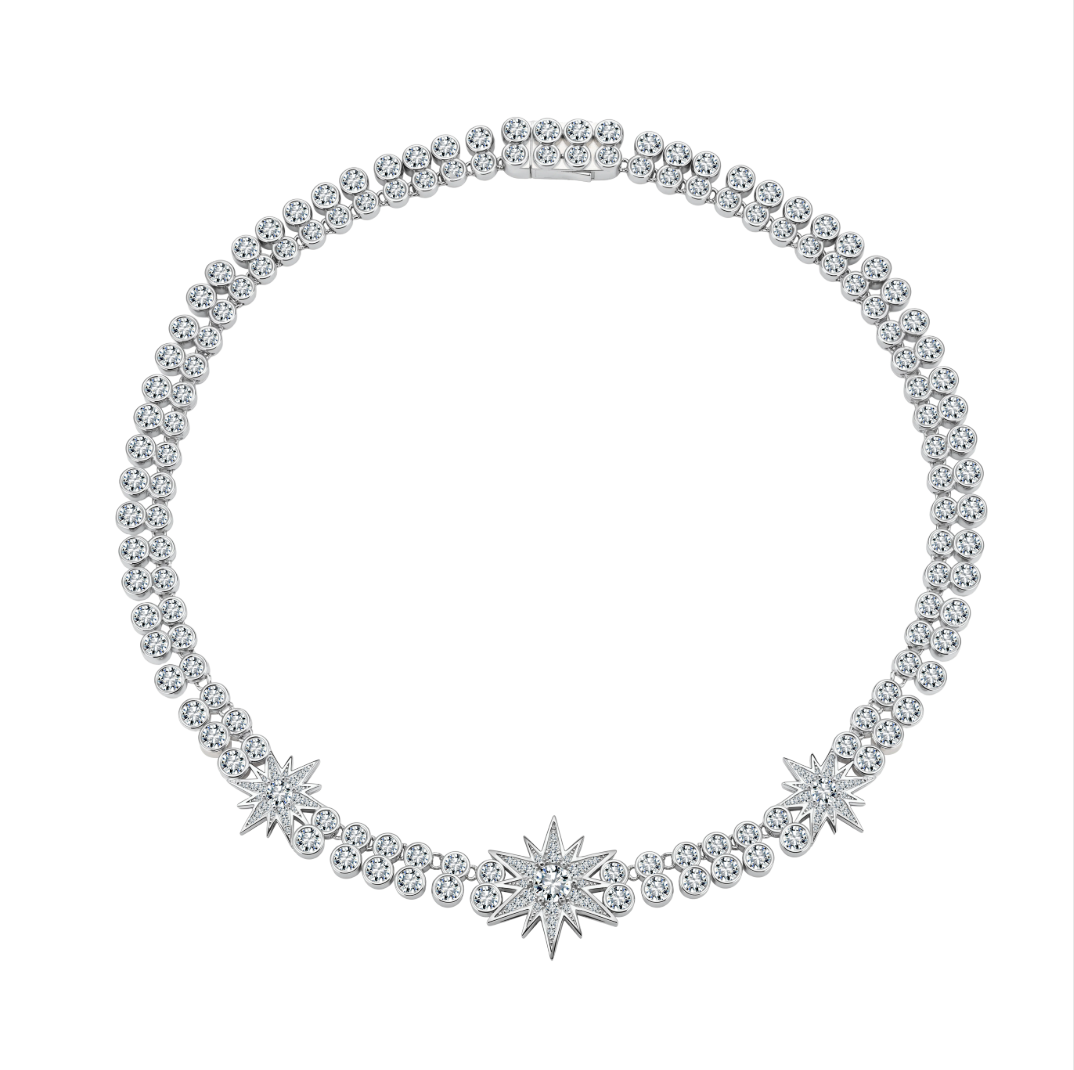 CELESTIAL NECKLACE Solid White Gold with Diamonds