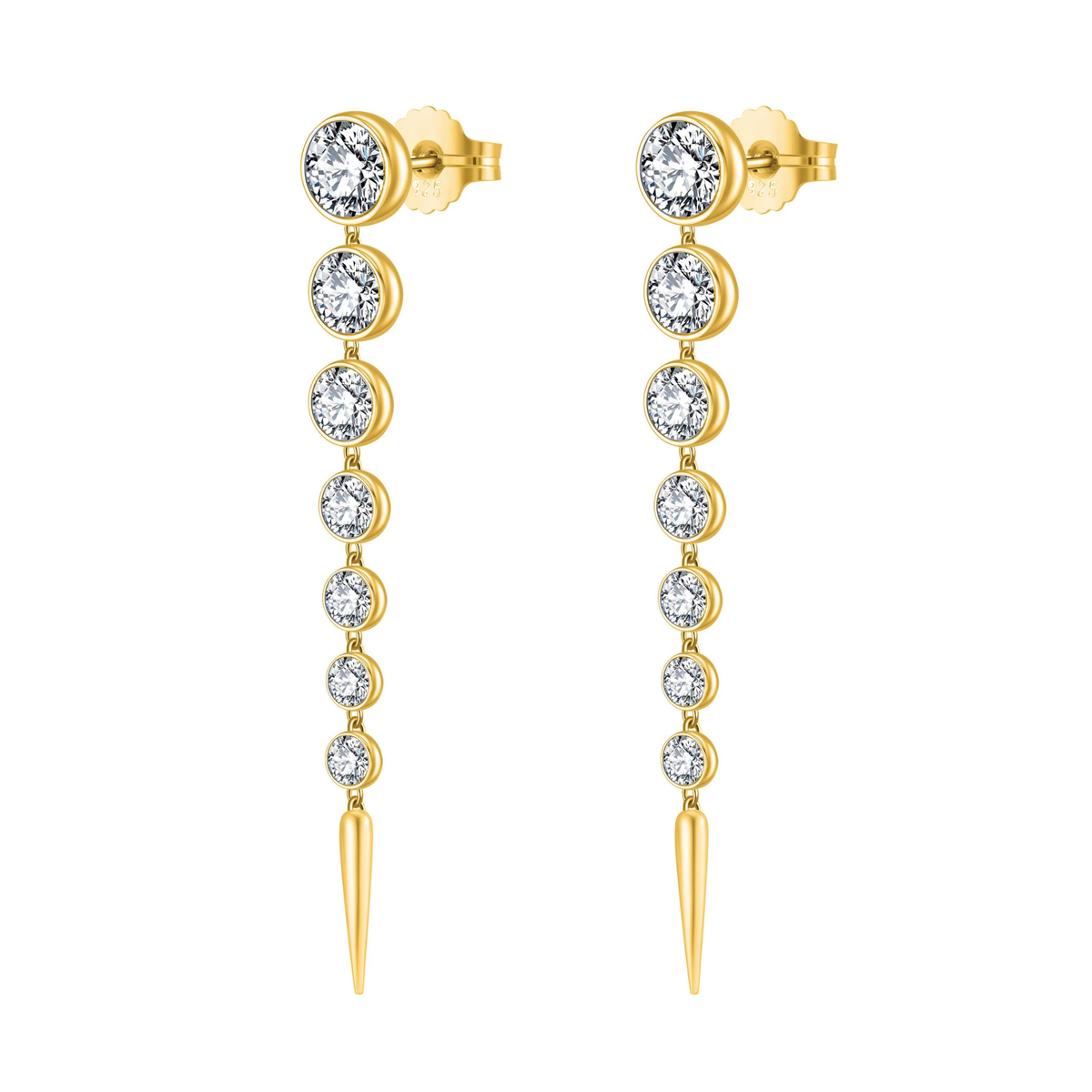 ETERI LONG EARRINGS Solid Yellow Gold with Lab-Grown Diamonds