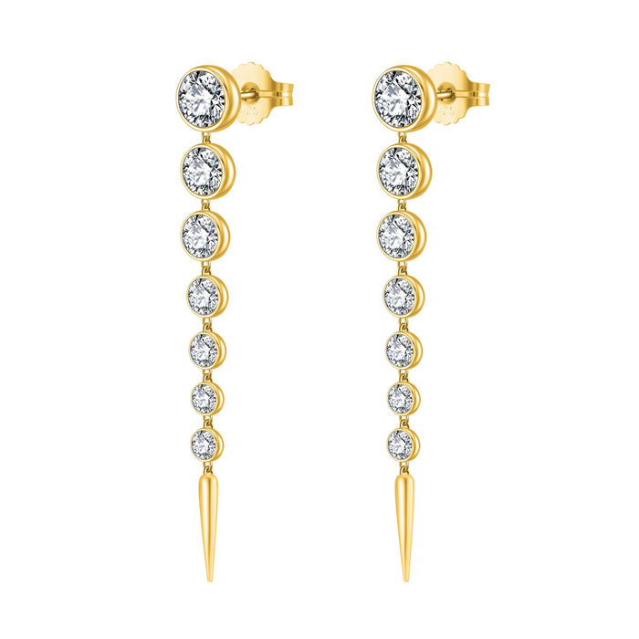 ETERI LONG EARRINGS Solid Yellow Gold with Lab-Grown Diamonds