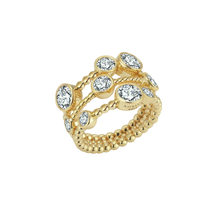 ETERI TRIPLE RING 18K Solid Yellow Gold with Lab-Grown Diamonds