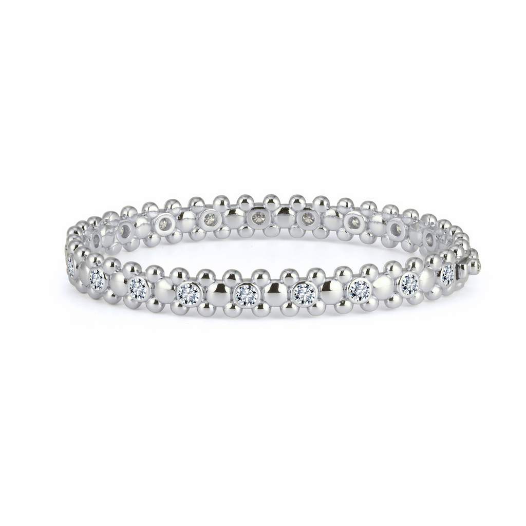CERBERUS Bangle Solid White Gold with Lab-Grown Diamonds