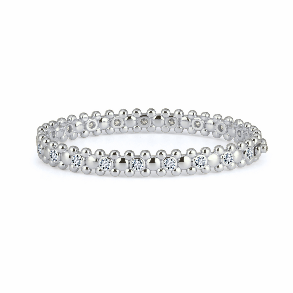 CERBERUS Bangle Solid White Gold with Lab-Grown Diamonds
