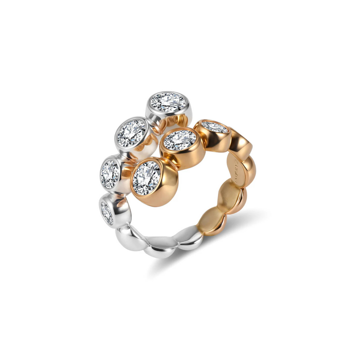 CELESTIAL ETERI DUALIS Ring White & Rose Solid Gold with Lab-Grown Diamonds