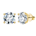 CLASSICA 6 Carat Round Flawless Four-Prong Martini Stud Earrings 18K Solid Yellow Gold with Lab-Grown Diamonds