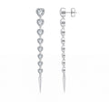 ETERI LOVE LONG EARRINGS Solid White Gold with 8 Lab-Grown Diamonds Heart-Shaped Diamonds