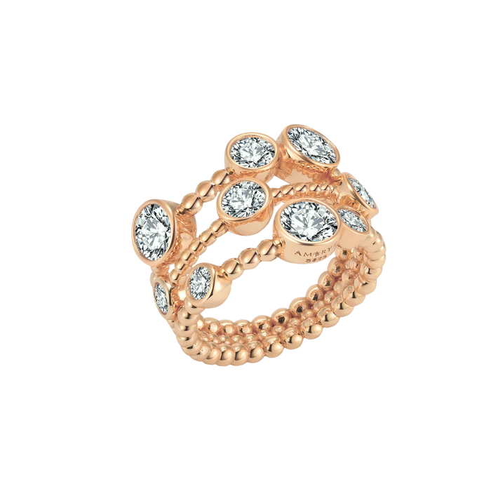 ETERI TRIPLE RING 18K Rose Solid Gold with Lab-Grown Diamonds