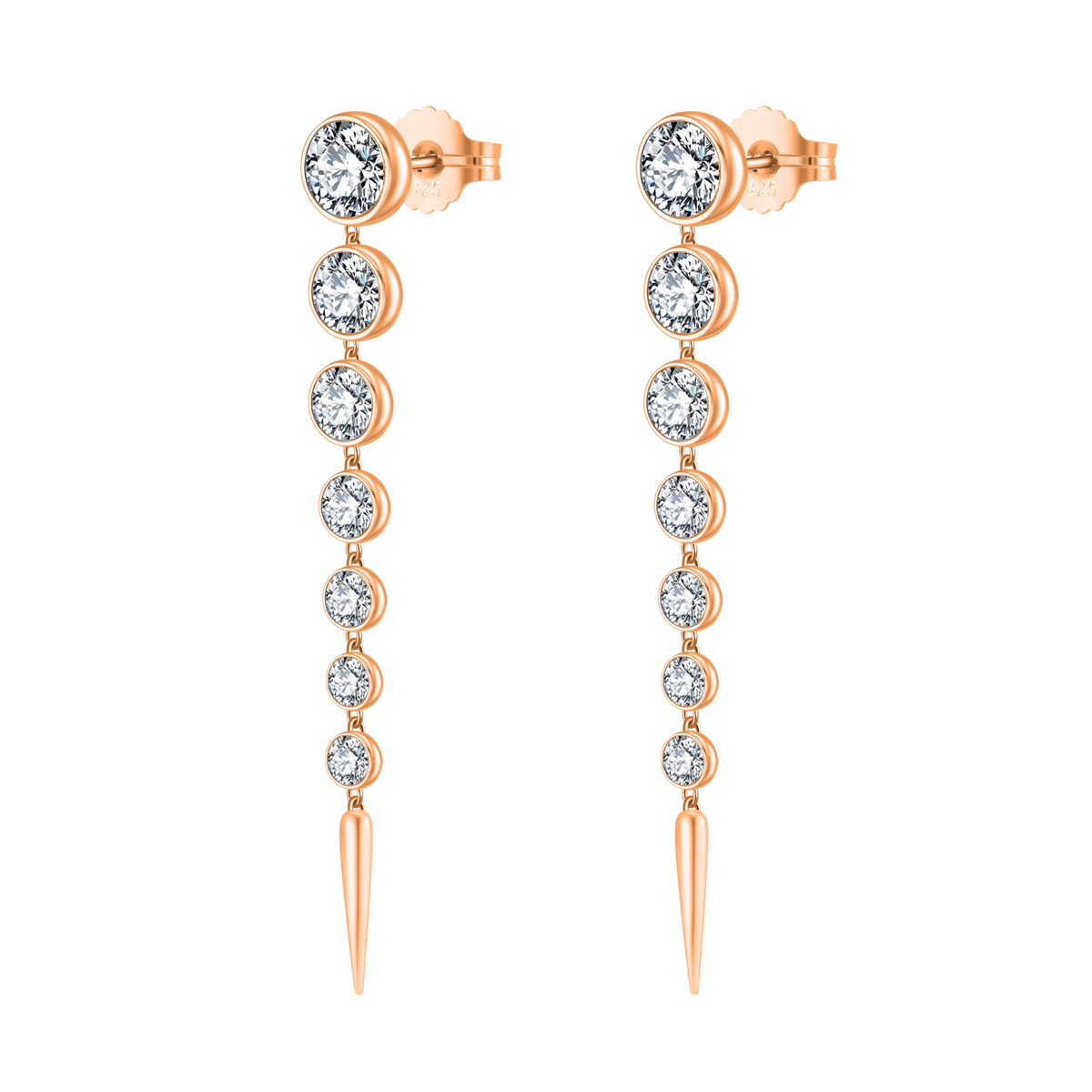 ETERI LONG EARRINGS Solid Rose Gold with Lab-Grown Diamonds