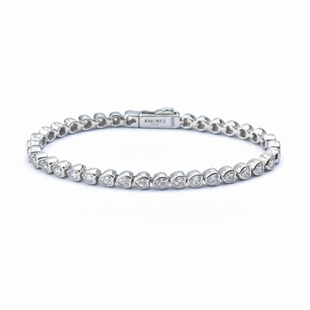 LOVE TENNIS BRACELET Solid  White Gold with Lab-Grown Diamonds