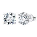 CLASSICA 6 Carat Round Flawless Four-Prong Martini Stud Earrings Solid White Gold with Lab-Grown Diamonds