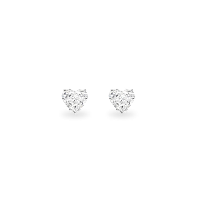 AMARYZ Love Story Heart-Shaped Stud Earrings 6 Carat Solid White Gold with Lab-Grown Diamonds